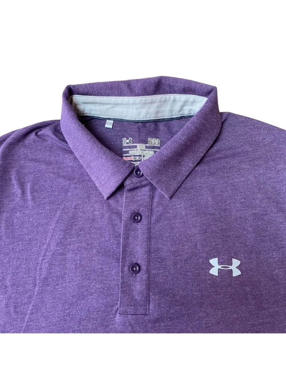 Under Armour Polo Shirt HeatGear Loose S/S Stretch Mens XL Purple